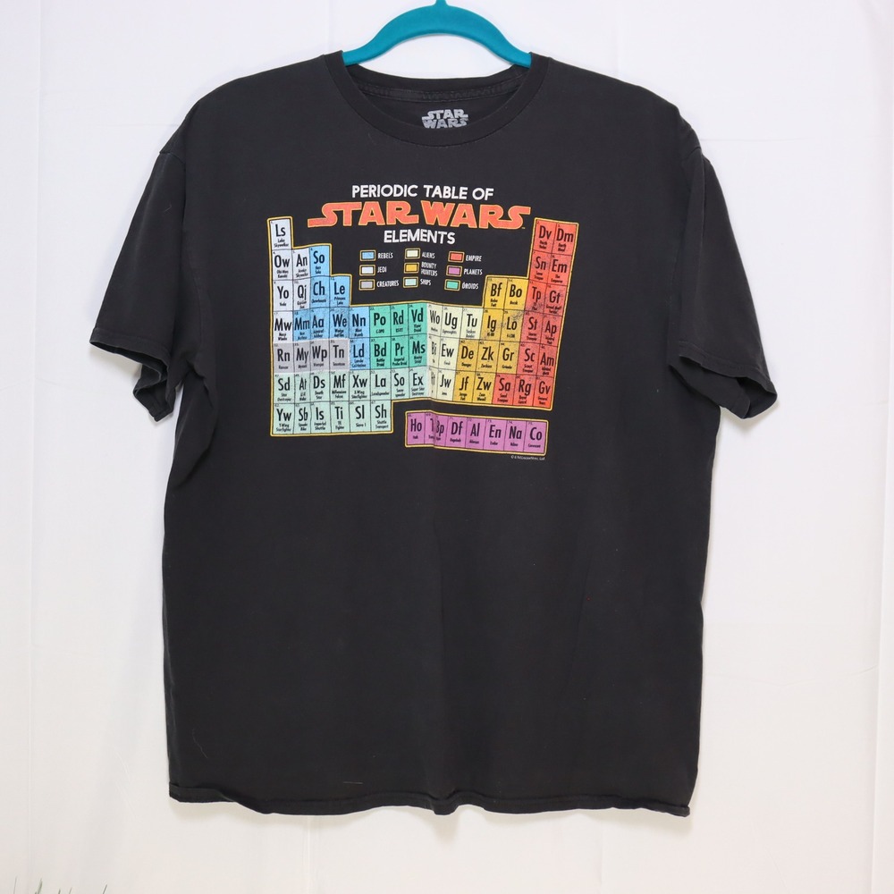 Star Wars Periodic Table Elements T-Shirt Mens XL Black Excellent Graphic Tee